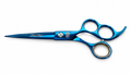 Hairotic 7-Inch Barber Scissors, Japanese 410A Stainless Steel Hair Cutting Shears with Blue Plasma Coating, 3-Ring Handle and Convex Edge